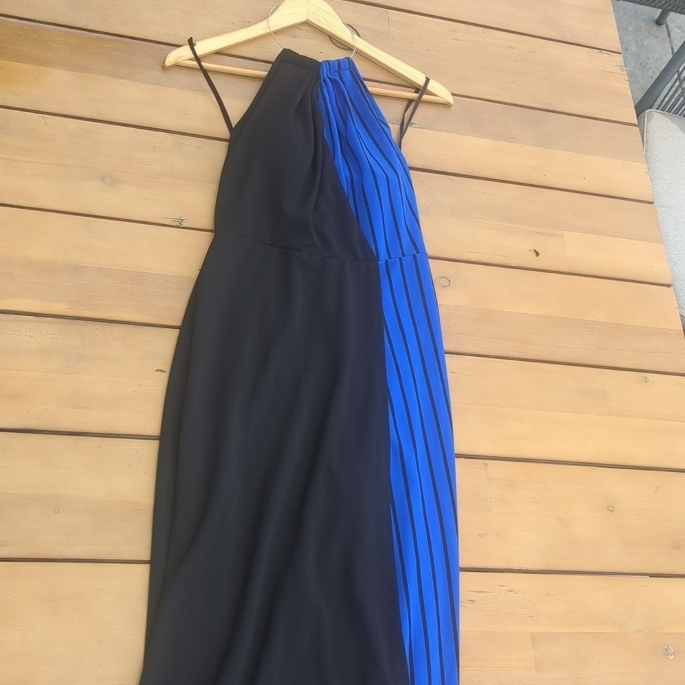 Black and Blue Striped Halter Jumpsuit Dress -  XS BNWOT - Picture 5 of 8